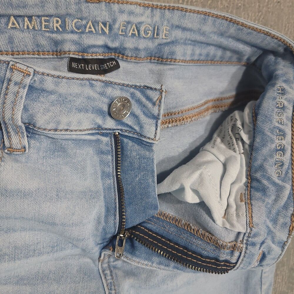American Eagle Hi-Rise Jegging Womens 4 Stretch Jeans Blue Denim - Picture 4 of 9